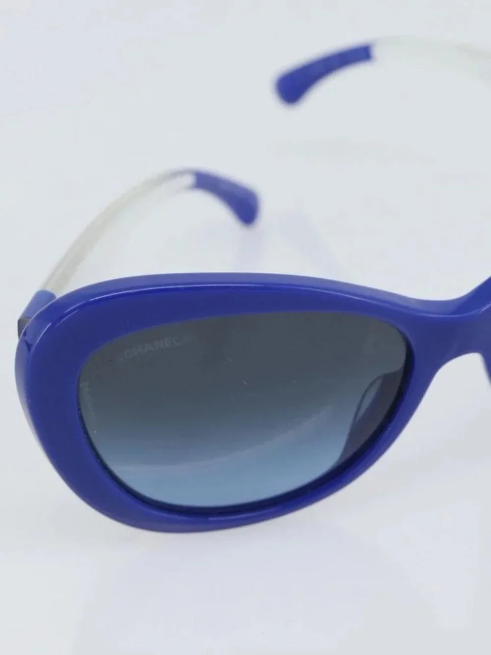 CHANEL Sunglasses Plastic Blue CC Auth BA13654